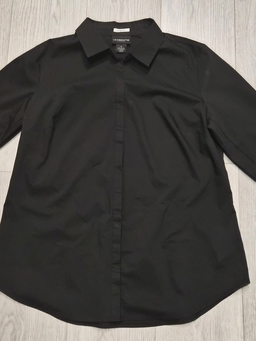 Liz Claiborne Black Women's Button-Down Collared Shirt